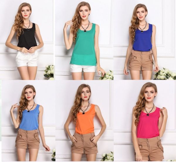 Casual  Regata Chiffon Blusa 2015