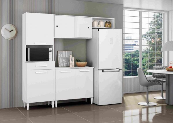 Cozinha Compacta com Balcao Isabelle Branco Txt Aramoveis