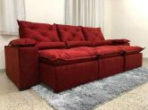 Estofado Retratil Reclinavel Fenix 270 3x73 Veludo Inca Vermelho 18 Diviminas