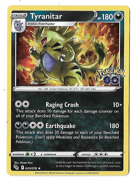 Pokemon Tyranitar Holofoil Pokemon Go TCG Inglês