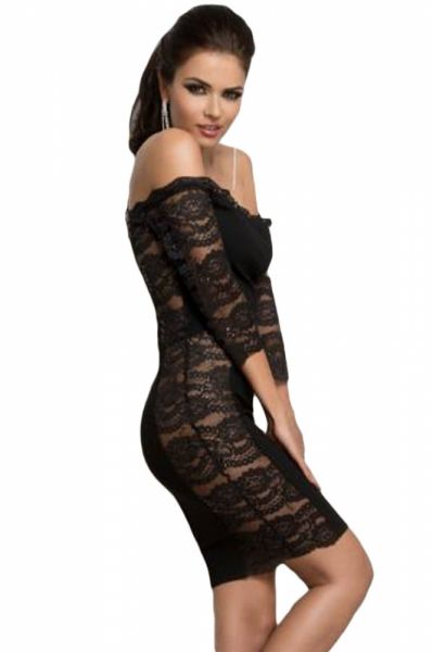Vestido Colado Preto Cintilante (DLC61002-2)