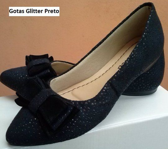 Sapatilha bico fino - Glitter preto