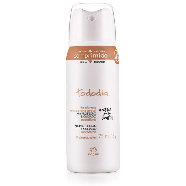 Desodorante Antitranspirante Aerossol Feminino Macadâmia Tododia - 75 ml