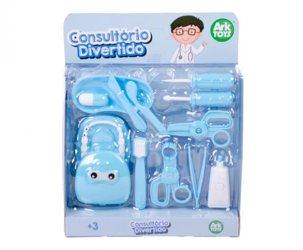 Brinquedo Infantil Kit Dentista Consultório Divertido - Azul