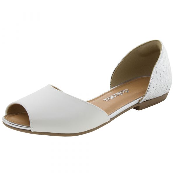 Sandália Feminina Rasteira Branco/Prata Dakota - Z1461