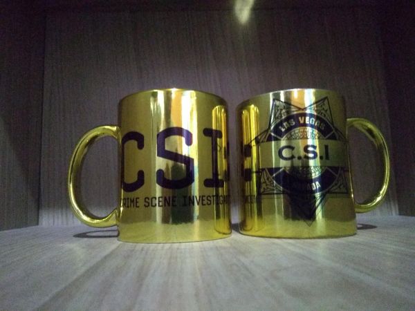 Caneca dourada metalizada 325 ml personalizada