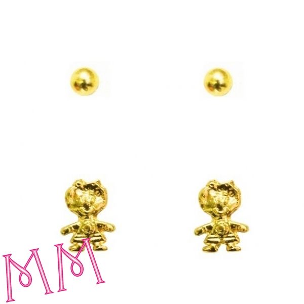 1041 - BRINCO DUPLO ESFERA BOY GOLDEN