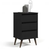 Mesa de Cabeceira Retro Wood Preto EJ Moveis