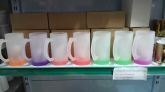 CANECA DE VIDRO JATEADA DEGRADÊ 475ML.