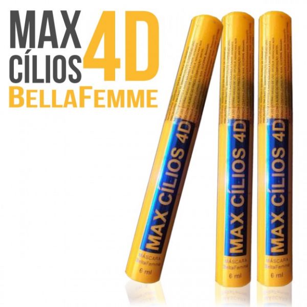 Rimel Máscara para Cílios Max Cílios 4D Bella Femme Tecnologia 4D; Super Volume; Aplicador de Silic