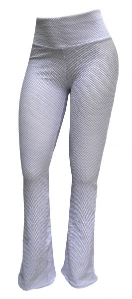 calça branca (P-M-G) modelos flare ou reto, jacquard piquet colmeia