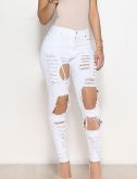 Delgado Skinny Jeans Calças-Cor Única Happy-Hour Casual Sexy Vintage Simples Cintura Alta Zíper