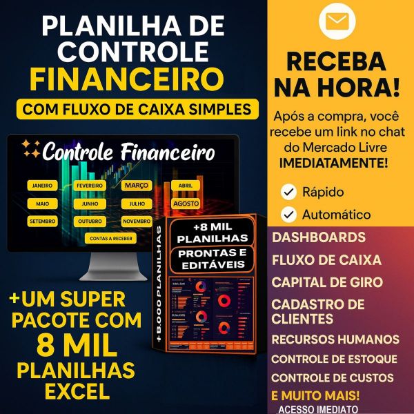 Planilha Gestão Financeira + Pack 8 Mil Planilhas Editáveis - VERSÃO:ARC151