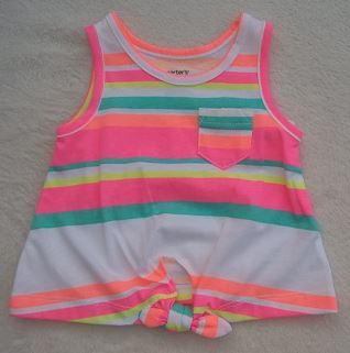 :(03-06meses) Camiseta Regata Listrada Neon 6M - Carter's