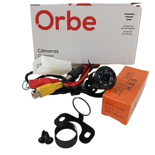 Câmera 2 em 1 Ré ou Frontal 12V Linha Fixa Removível Visão Noturna B512 Conector Faston Orbe CD5384