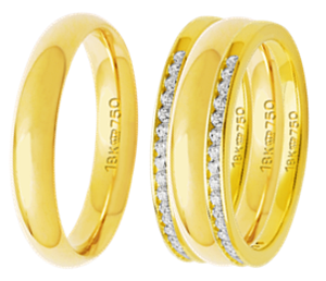 C775R-39R - Aparadores com brilhantes e alianças de ouro 18k