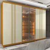 0752357 Roupeiro Absolut New 6P sendo 2P Reflecta com LED e Pes Naturale.Off White Gelius