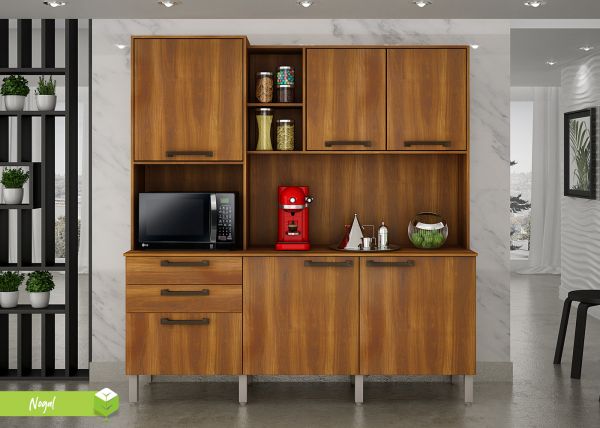 Kit Cozinha Londres 6P2G Nogal Salleto