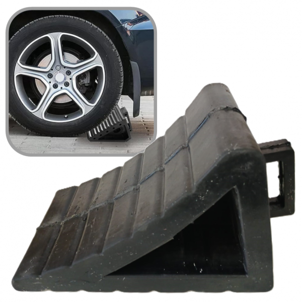 Calço Pneu 25x15x15cm Trava Roda de Borracha Peso 3.4Kg Segurança CD3126