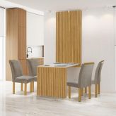 Conjunto Mesa Cancun 120x90 Tmp Cancun MDF.Vdr Cinamomo.Off White com 4Cd Marselha Cinamo Tec 171 Ve