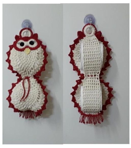 Porta papel higiênico corujinha em crochê coruja