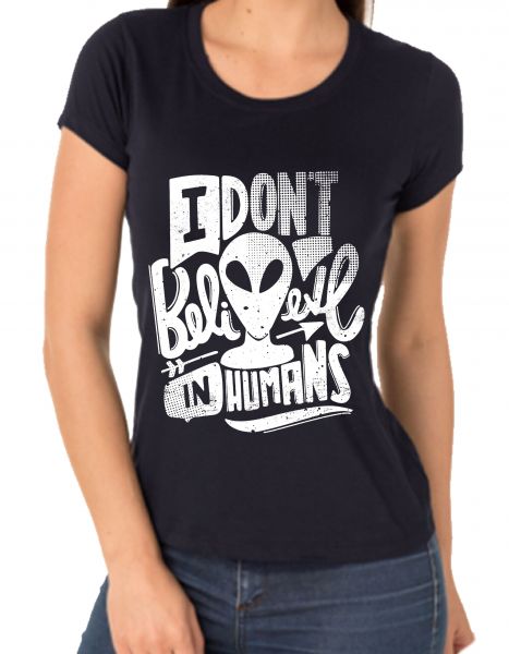 Camiseta Babylook - Eu não acredito em humanos