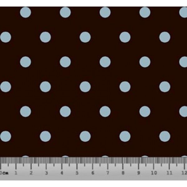 Tricoline estampado 100% alg -  Poa/bolinha azul /marrom
