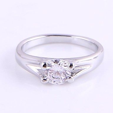 Platinum Diamond Ring Hollow Silver Classic Ring #01873188
