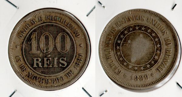 V036-2 -100 Réis 1889 - Tiragem 7.685.500