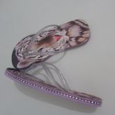 chinelo strass com estampa
