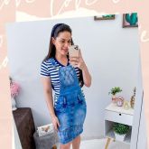 Jardineira Jeans com Lycra numeração 40