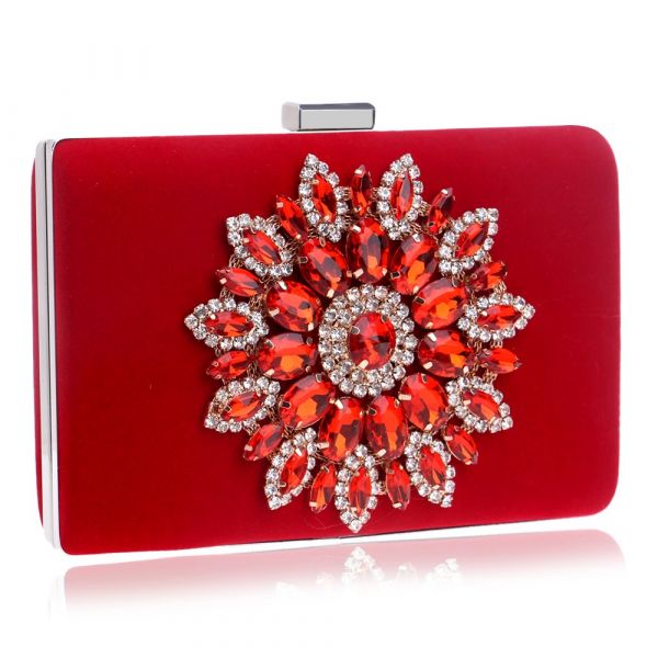 Bolsa Feminina De Mão Diamante E Cristais De Luxo Elegante