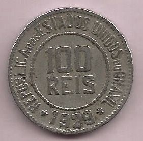 V083-2 - 100 Réis 1929 - Tiragem 2.503.000 -