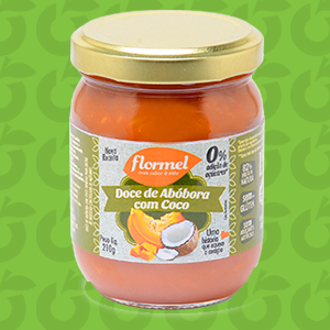 Doce de Abóbora com Coco Cremoso Zero Açúcar, zero glúten e zero lactose 210 Gramas FlorMel