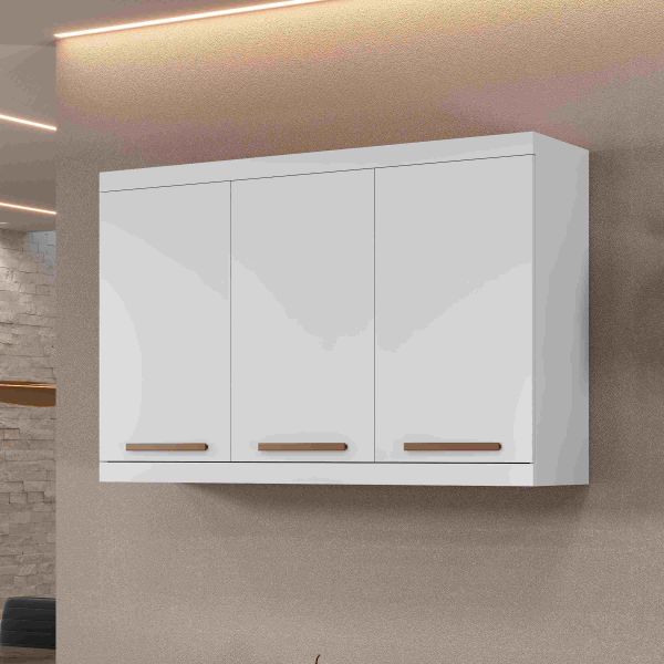 Armario Aereo Talisma 120 3P Branco Arte Moveis