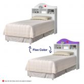 Cabec Box Solteiro Irlanda 90 Branco.Lilas Flex J A Moveis