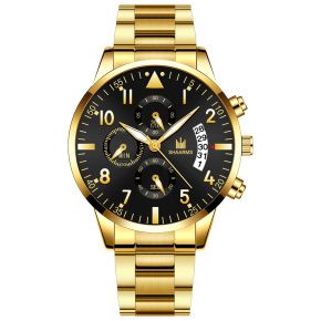 Relógio Digital em aço inox dourado dourado wr