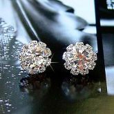 simples brilhante de strass brincos de zircão girassol E576 das mulheres #00744828