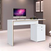Escrivaninha Office 1P2G Branco.Nature J A Moveis