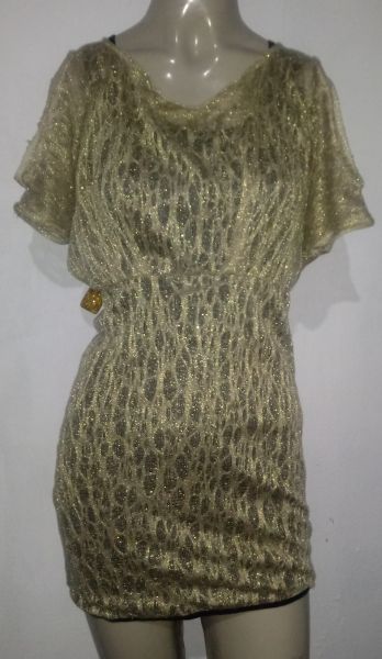 Vestido Naguchi lurex dourado