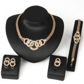 Chic Rhinestone Annulus Necklace Bracelet Ring and A Pair of Earrings For Women