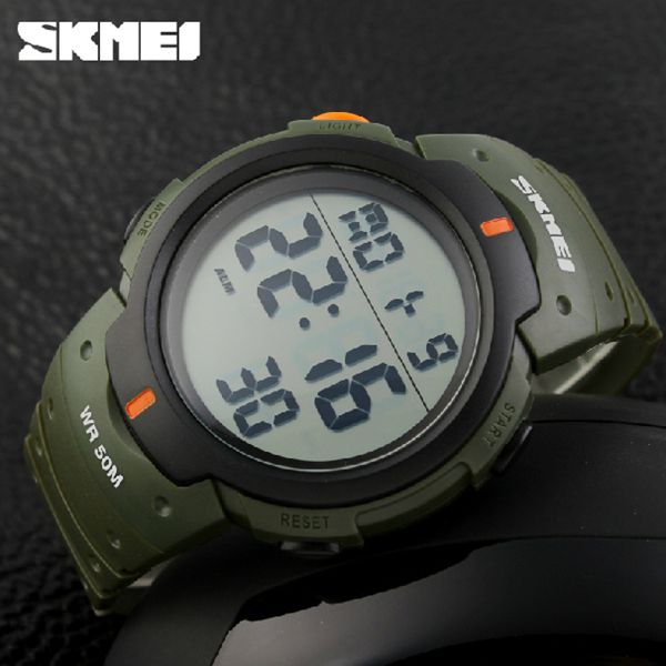 Skmei 1068 LED Relógio Militar Digital Despertador Resistente à Água Dia Data Cronômetro para Esport