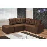Conjunto Estofado 5040 de Canto 5Lgs e Puff Veludo Suede Marrom 17 Diviminas