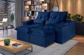 Estofado Retr Ouro Preto 190 2x70 Azul Inca 24 Idealle