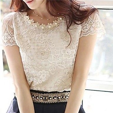 Moda Luxo: Blusa Chifon Rendado, de Ótima Qualidade. Frete Grátis.