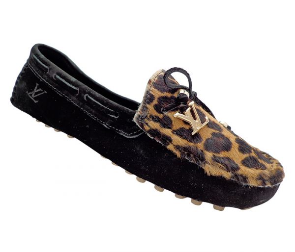 Mocassim Feminino Louis Vuitton Preto Onça MOD:13183