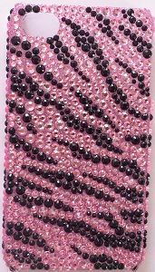 CASE ZEBRINHA DE STRASS ROSA PARA IPHONE 4 E 4S