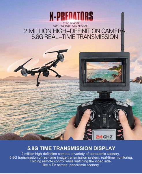 Jin XING DA JXD 510 G 5.8 G FPV câmera 2.0MP 2.4 G 4 canais 6-axis Gyro RC remoto Contrall Quadcopte