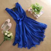 Vestido Com Decote Em V Moda mangas Chiffon