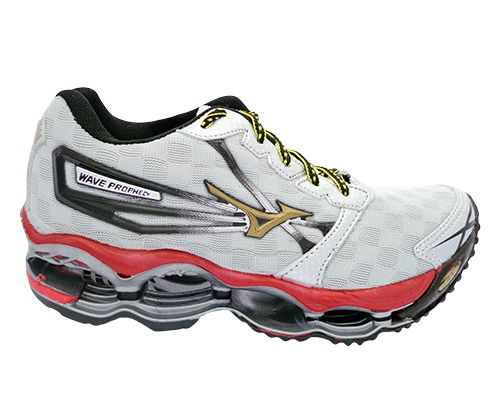 Tênis Mizuno Wave Prophecy 2 Prata e Vermelho MOD:73251 [Réplica]